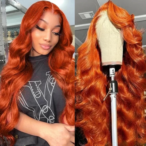 Ginger Orange 13x4 HD Lace Front Body Wave Human Hair Wigs Pre Plucked With Baby Hair
